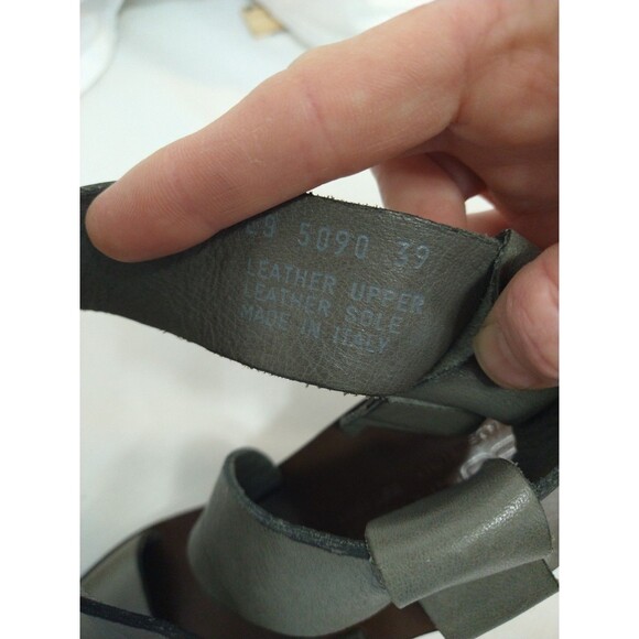 Boemos Italy Block Heel Sandals EU 39 Dark Gray All Leather Strappy Square Toe - Picture 10 of 12